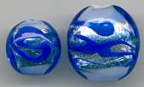Blue, Silver Foil & Alabaster Glass, in 2 Sizes